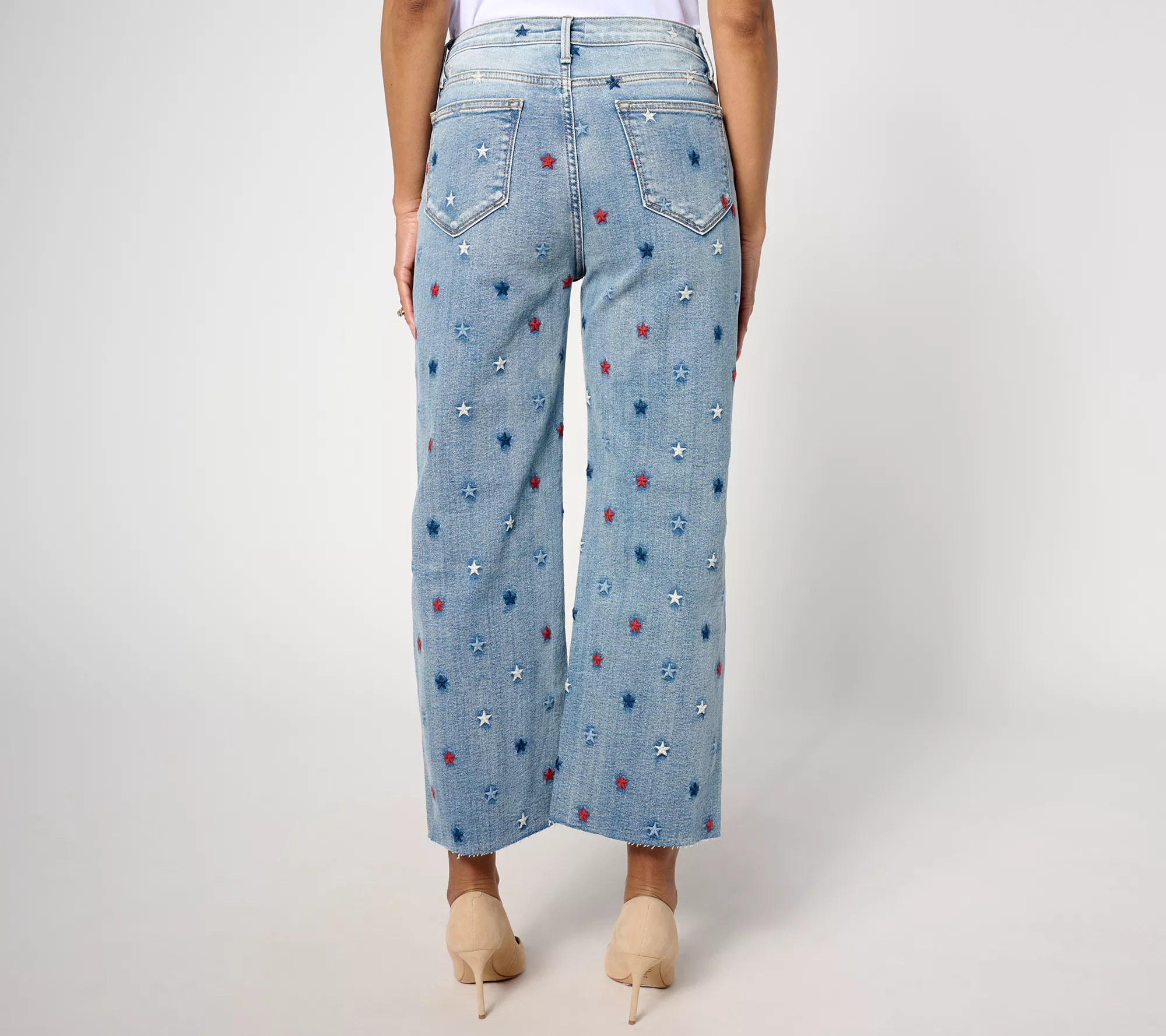 "As Is" Driftwood Jeans Charlee Wide Leg Embroidered Crop- Starry