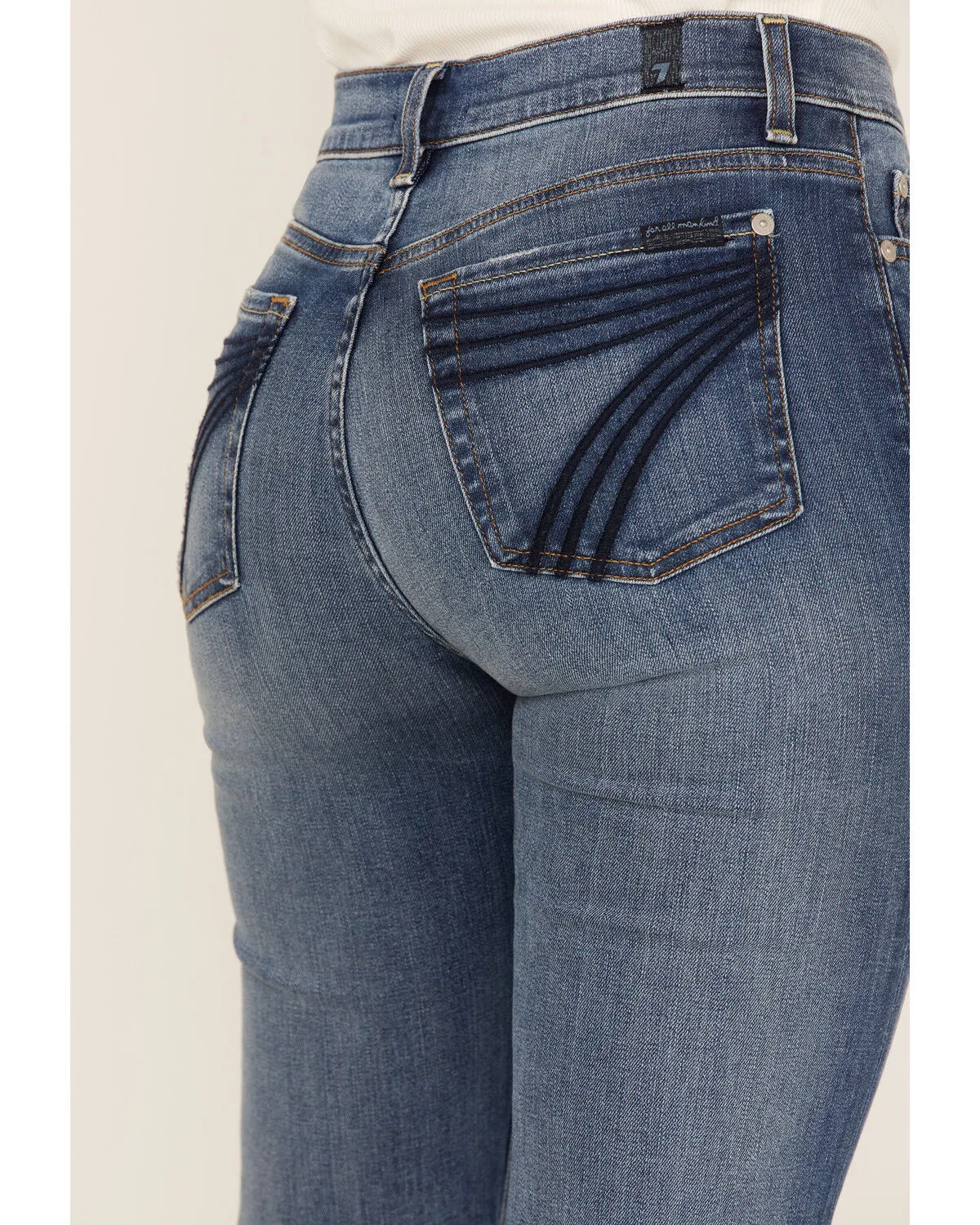 7 For All Mankind Women's Medium Wash Mid Rise Dojo Wide Jeans