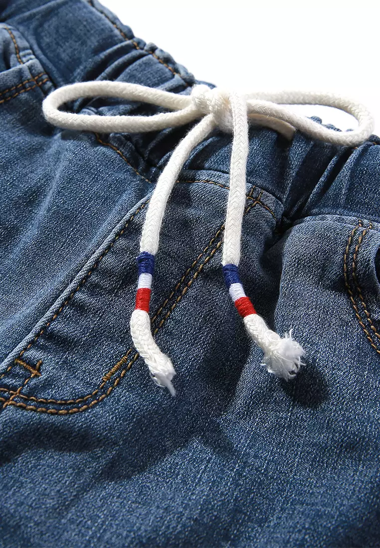 A-IN GIRLS Elastic Waist Made Of Washed Jeans