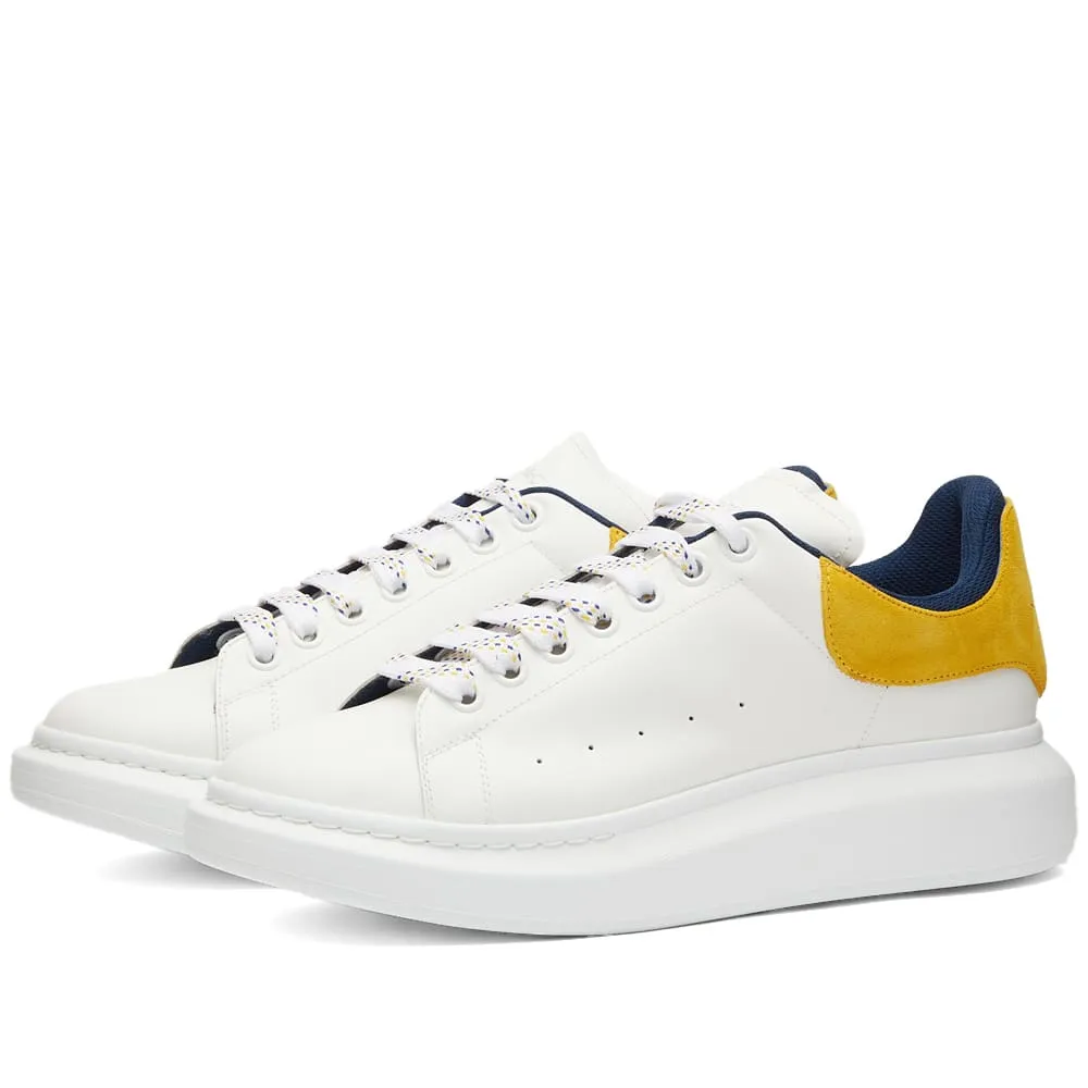 Alexander McQueen Double Heel Tab Wedge Sole SneakerWhite, Pop Yellow & Navy