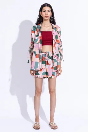 Aroop Shirt Shorts - Co-ord Set - Pink Faded Green