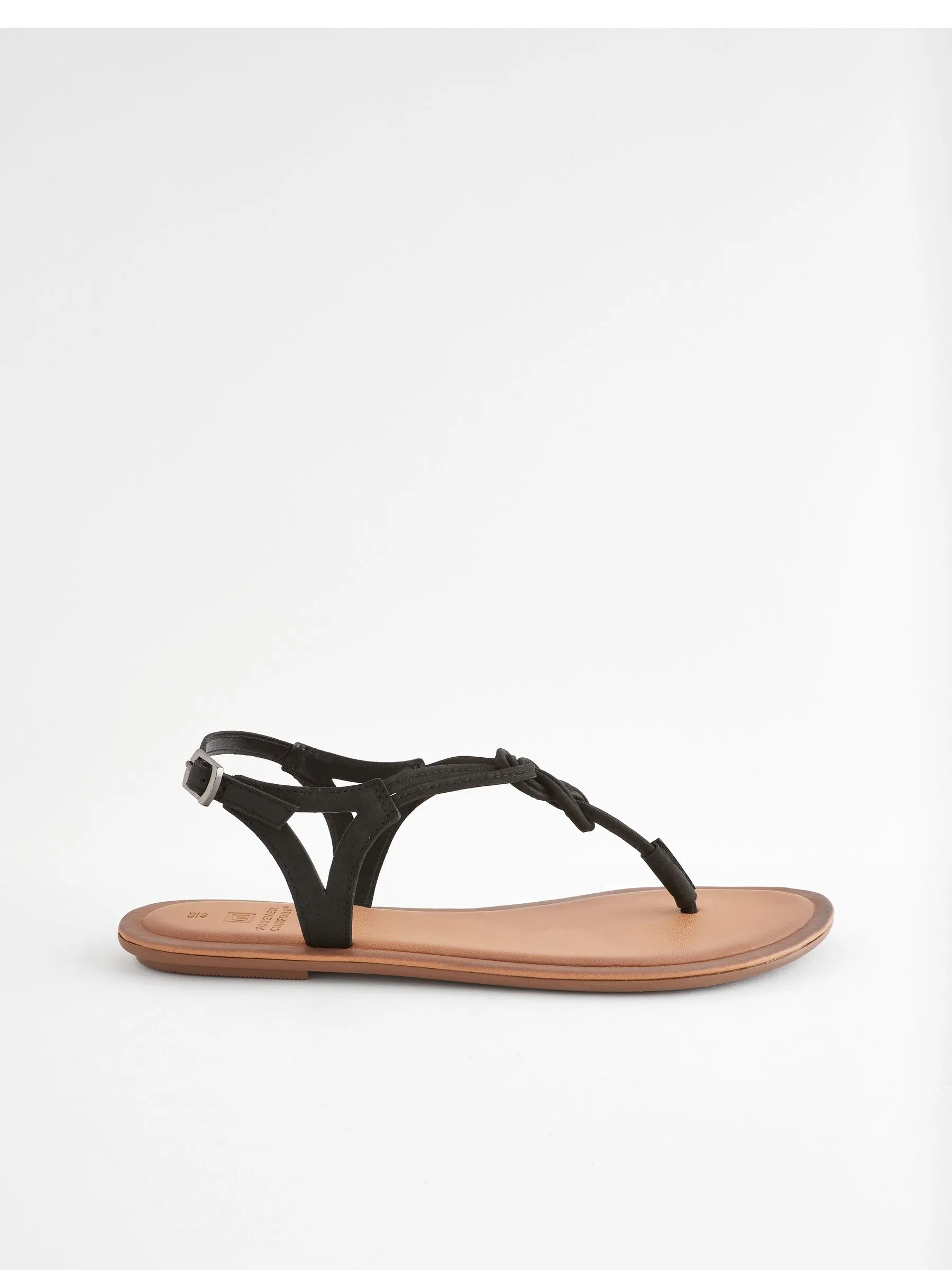 Black Standard/Wide Fit Forever Comfort® Leather Knot Sandals