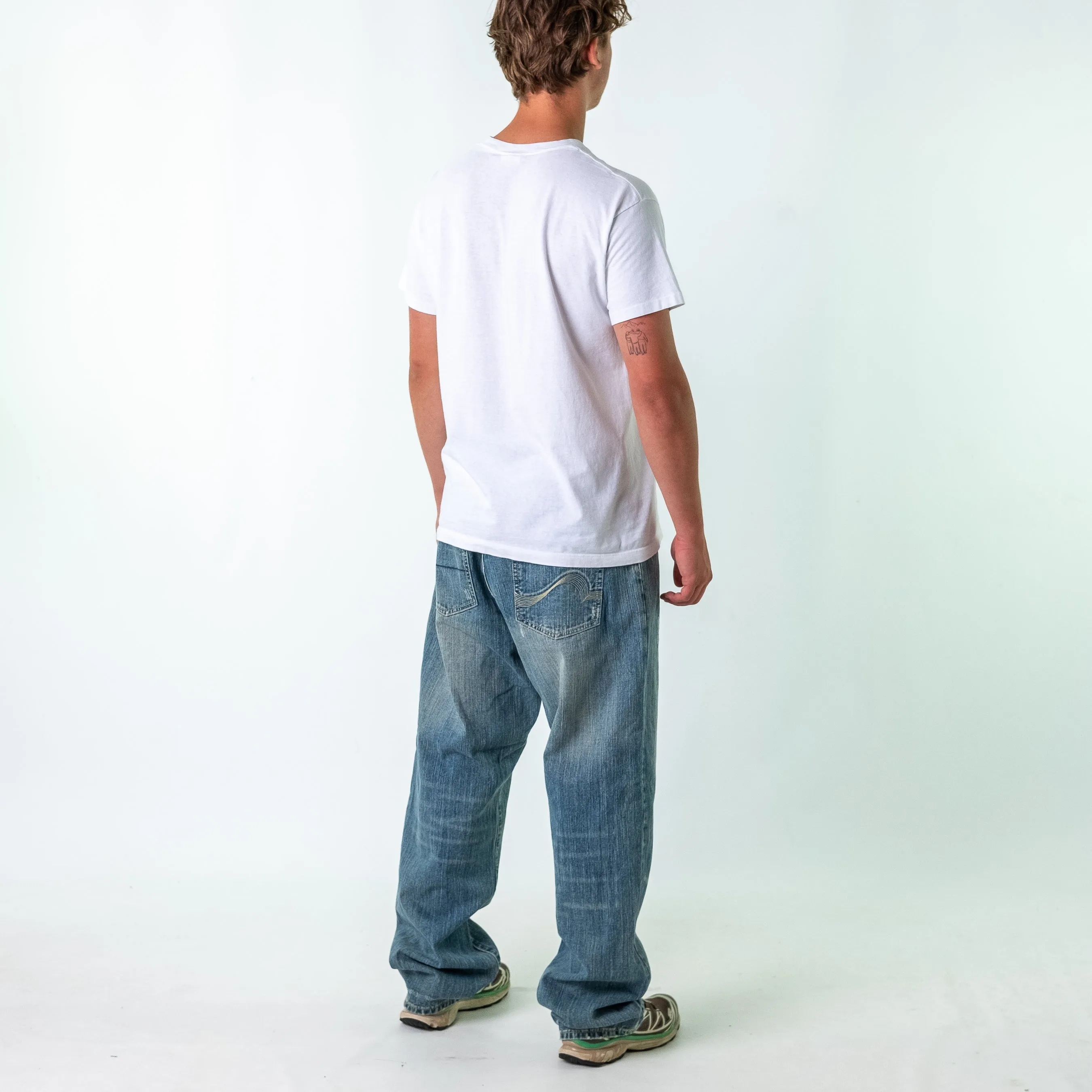 Blue 90s  Drunk n Munky Denim Hip Hop Jeans Baggy Pants (36x34)