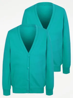 Bottle green Jersey Girls School Cardigan 2 Pack | School | George at ASDA