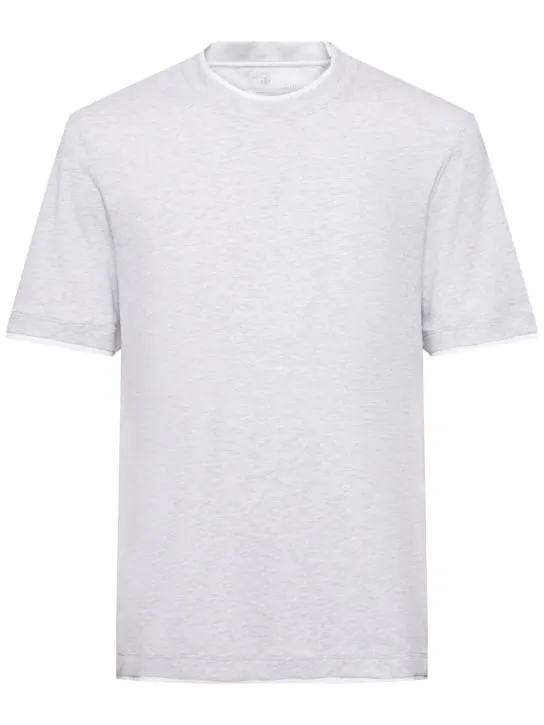 Brunello Cucinelli   Layered cotton jersey solid t-shirt 