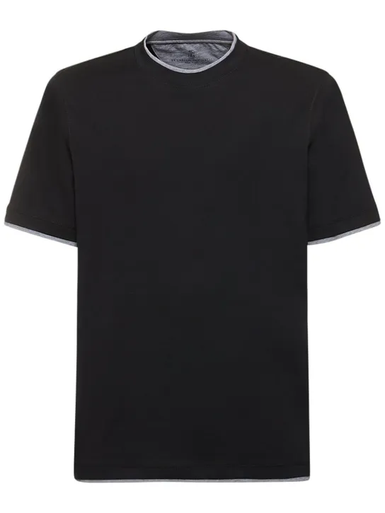 Brunello Cucinelli   Layered cotton jersey solid t-shirt 
