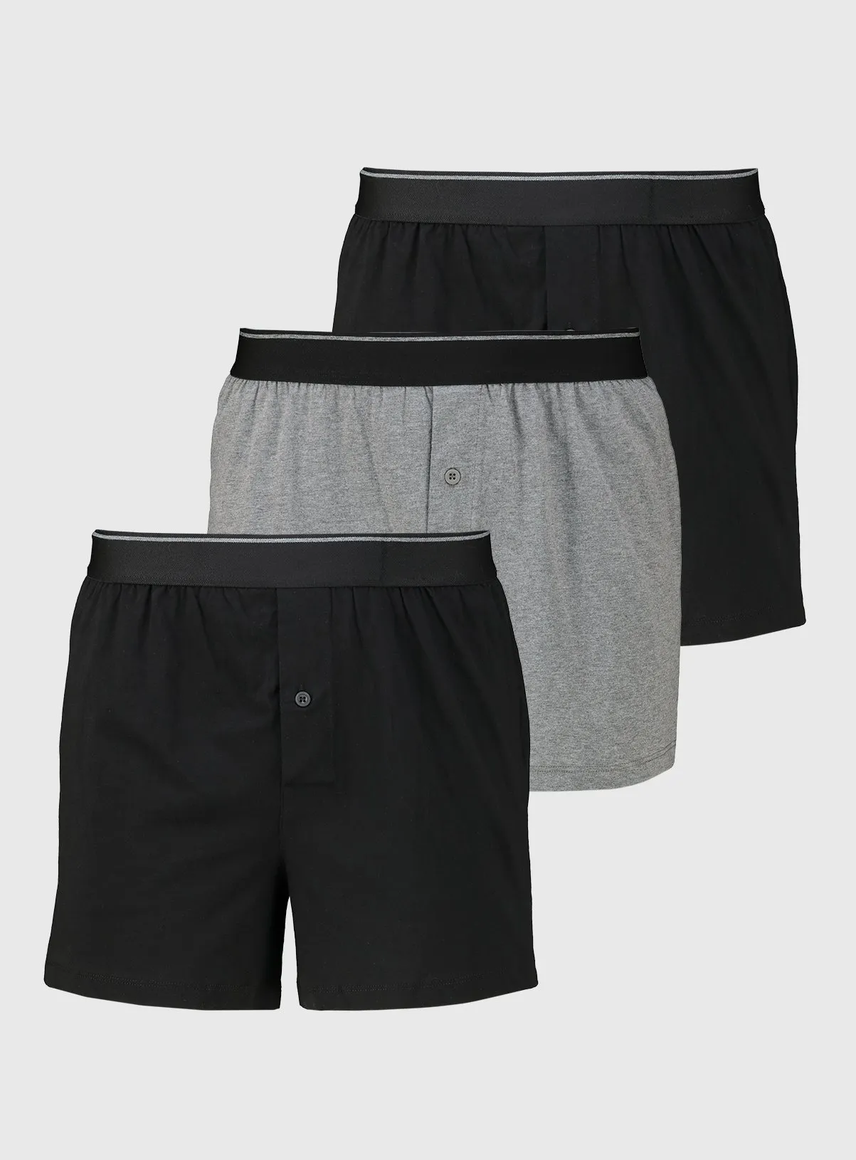 Buy Black & Grey Jersey Boxers 3 Pack L | Multipacks | Tu