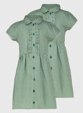 Buy Green Gingham Classic School Dress 2 Pack 11 years | School dresses | Tu