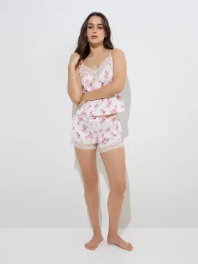 Buy Wunderlove Ivory Floral Printed High-Rise Shorts from Westside