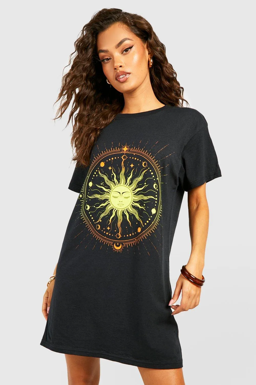 Celestial Print Oversized T-shirt Dress