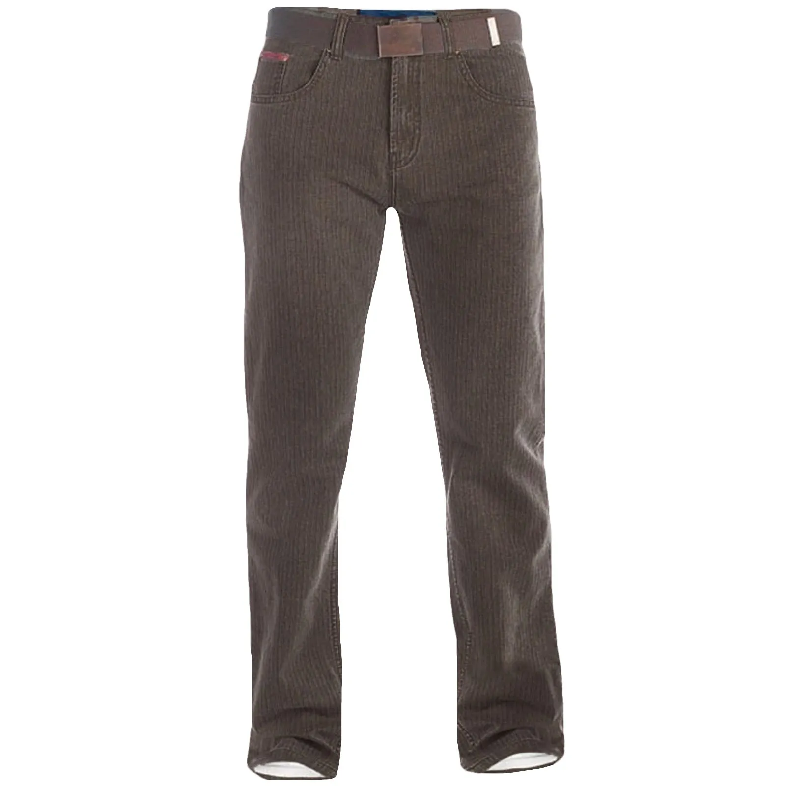 D555 Duke London Mens Brian Big & Tall Kingsize Bedford Cord Jeans  With Belt - Brown