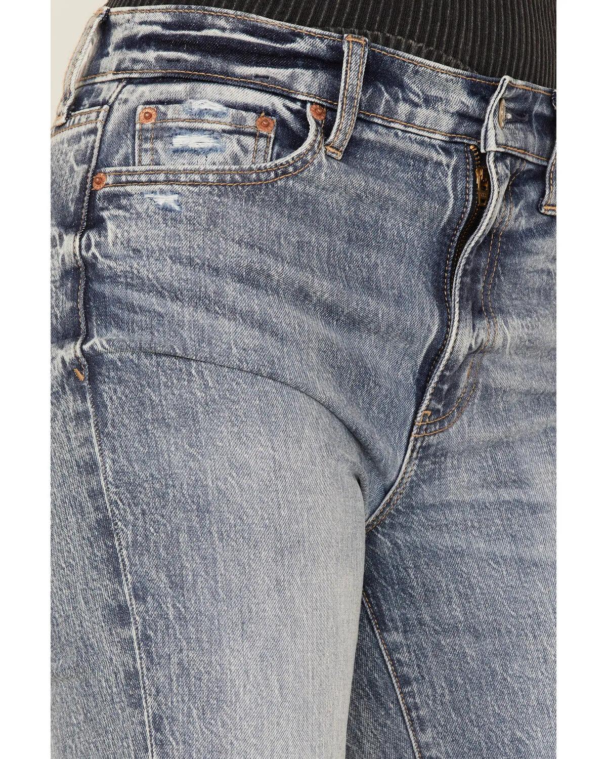 Daze Women's Medium Wash High Rise Deep Dive Slim Straight Jeans