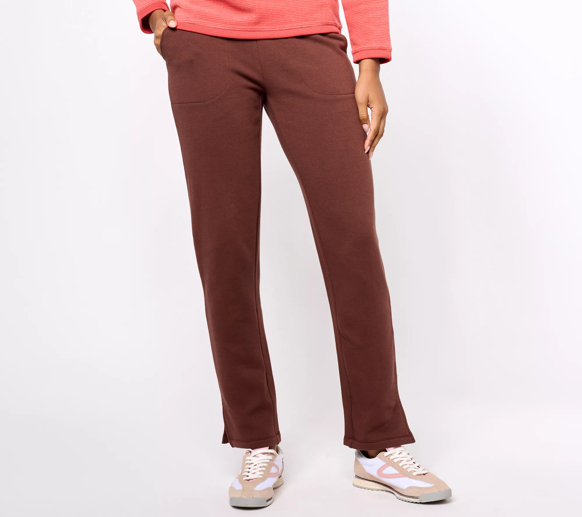 Denim & Co. Active Jersey Petite Lush Lined Straight Leg Pant