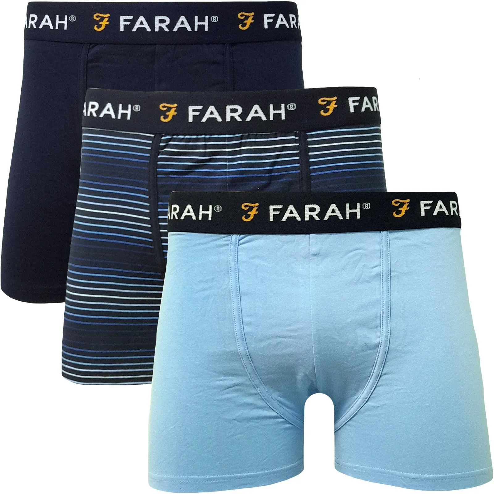 Farah Mens Seba 3 Pack Boxer Shorts - Blue Multi