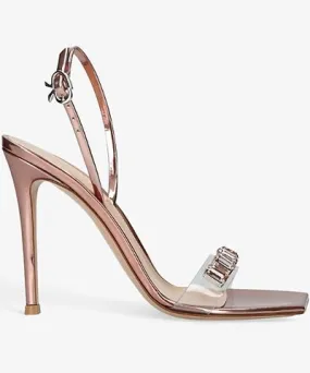 Gianvito Rossi Womens Mid Brown Ribbon Candy 105 gemstone-embellished leather heeled sandals