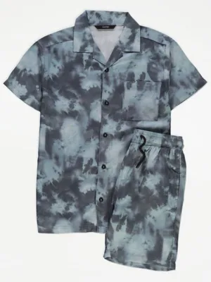 Grey Tie Dye Lightweight Shirt and Shorts Outfit | Kids | George at ASDA