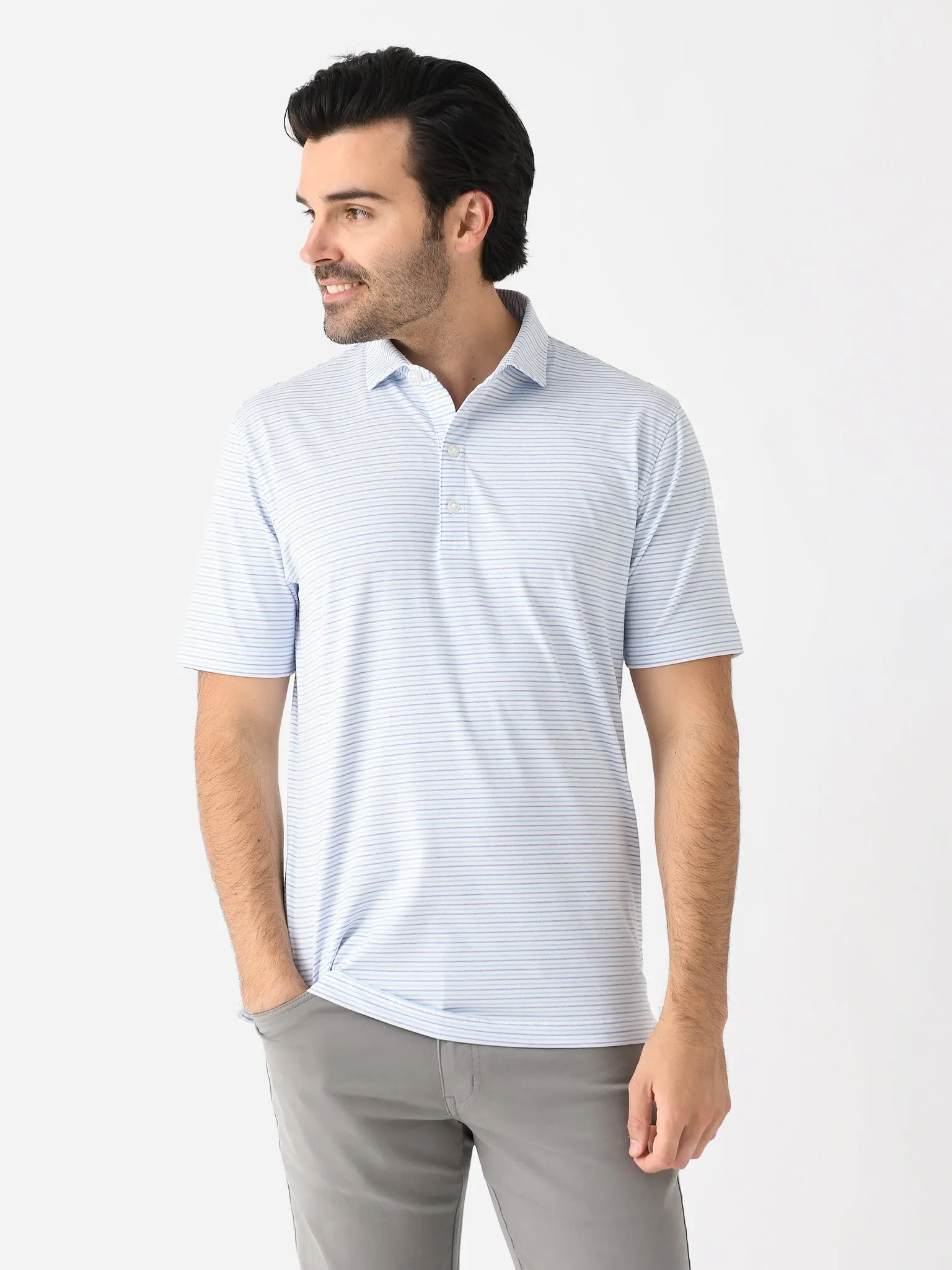     JOHNNIE-O  Men's Vik Striped Jersey Performance Polo    