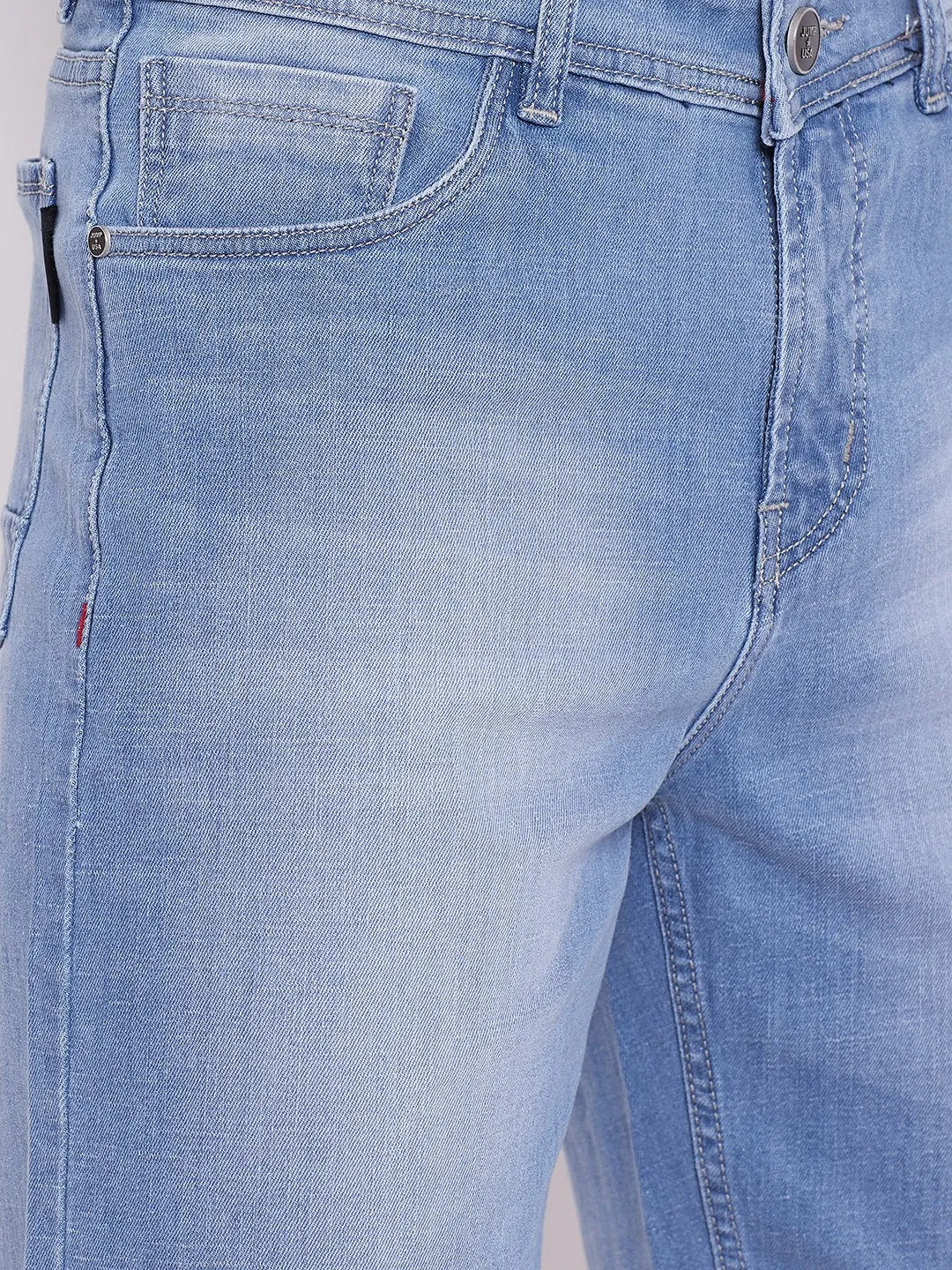 JUMP USA Men Blue Washed Solid Regular Fit Denim Shorts