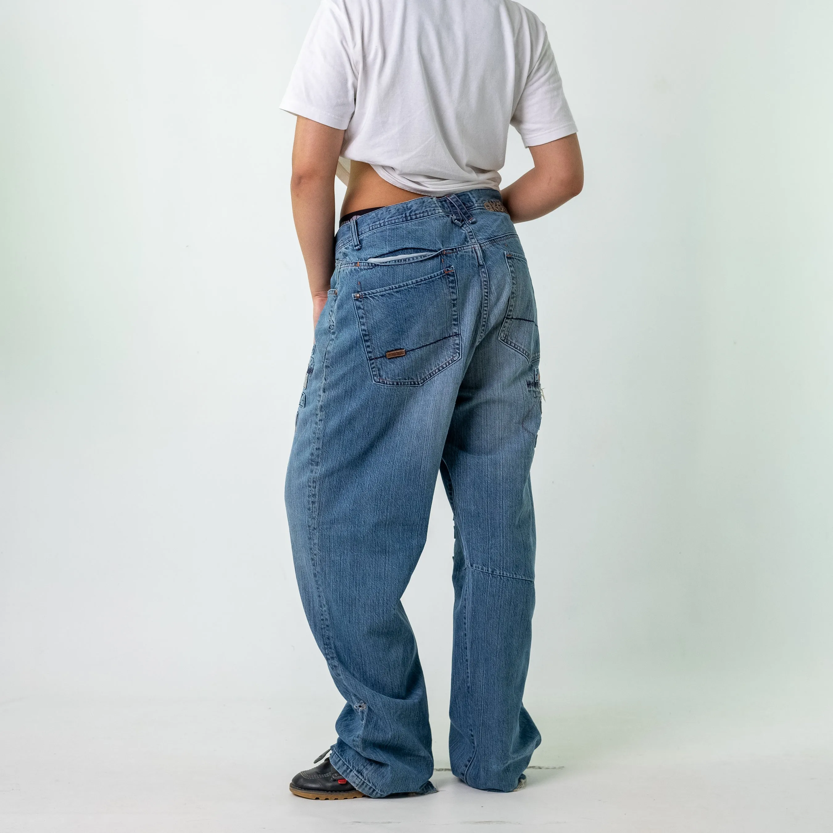 Light Blue 90s Akademiks Denim Hip Hop Jeans Baggy Pants (38)