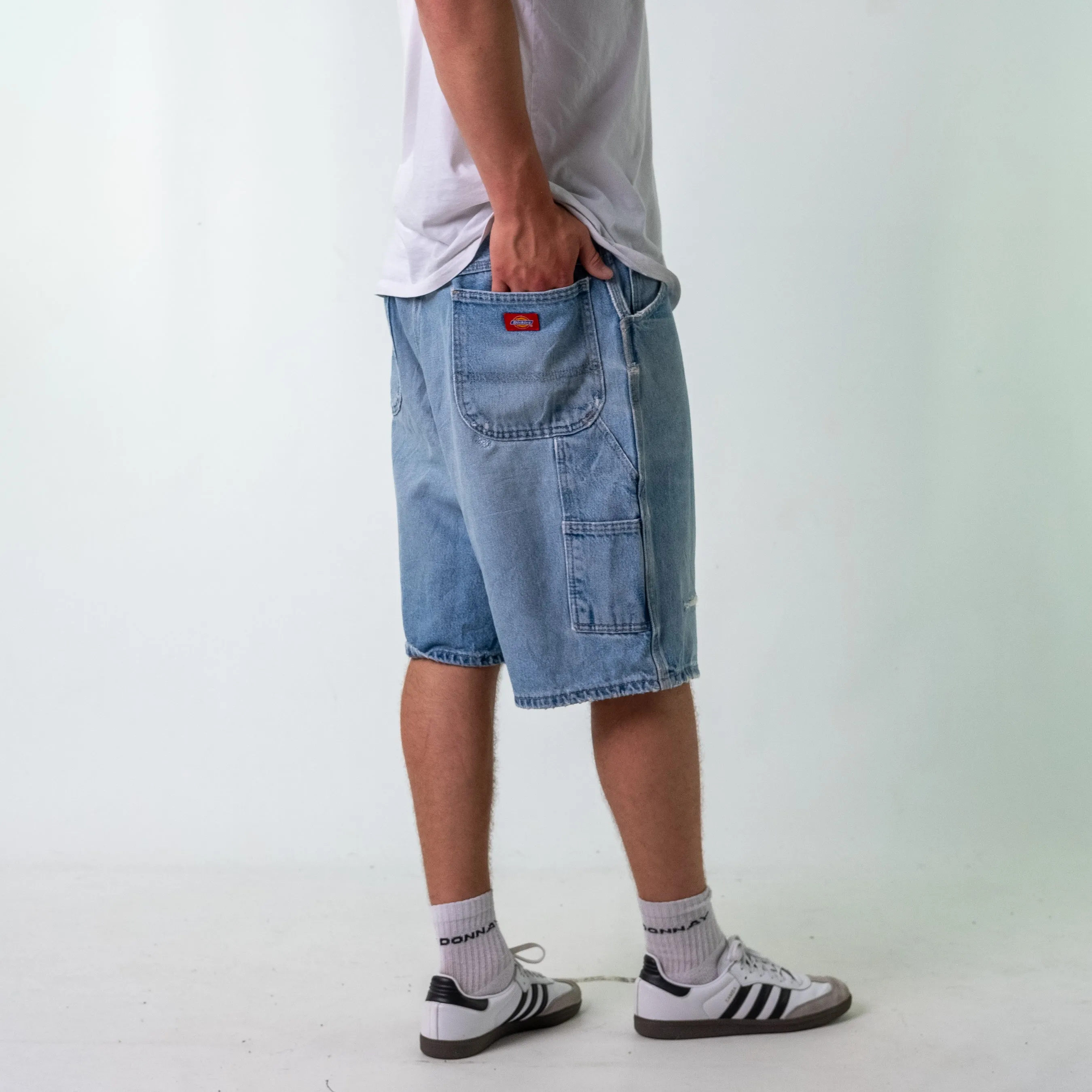 Light Blue 90s Dickies Denim Carpenter Jorts Shorts (38)