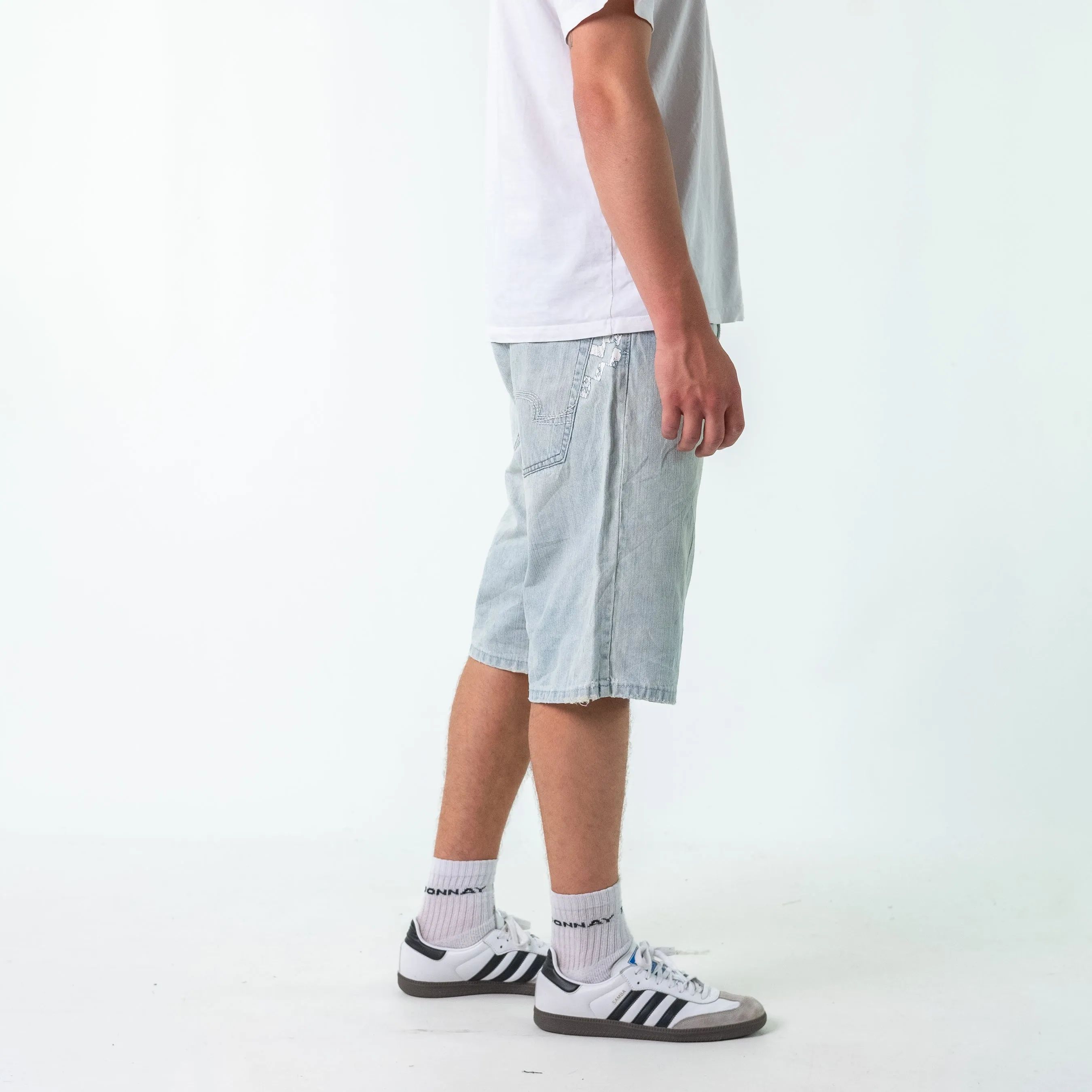 Light Blue 90s Rip Curl Denim Hip Hop Jorts Shorts (34)