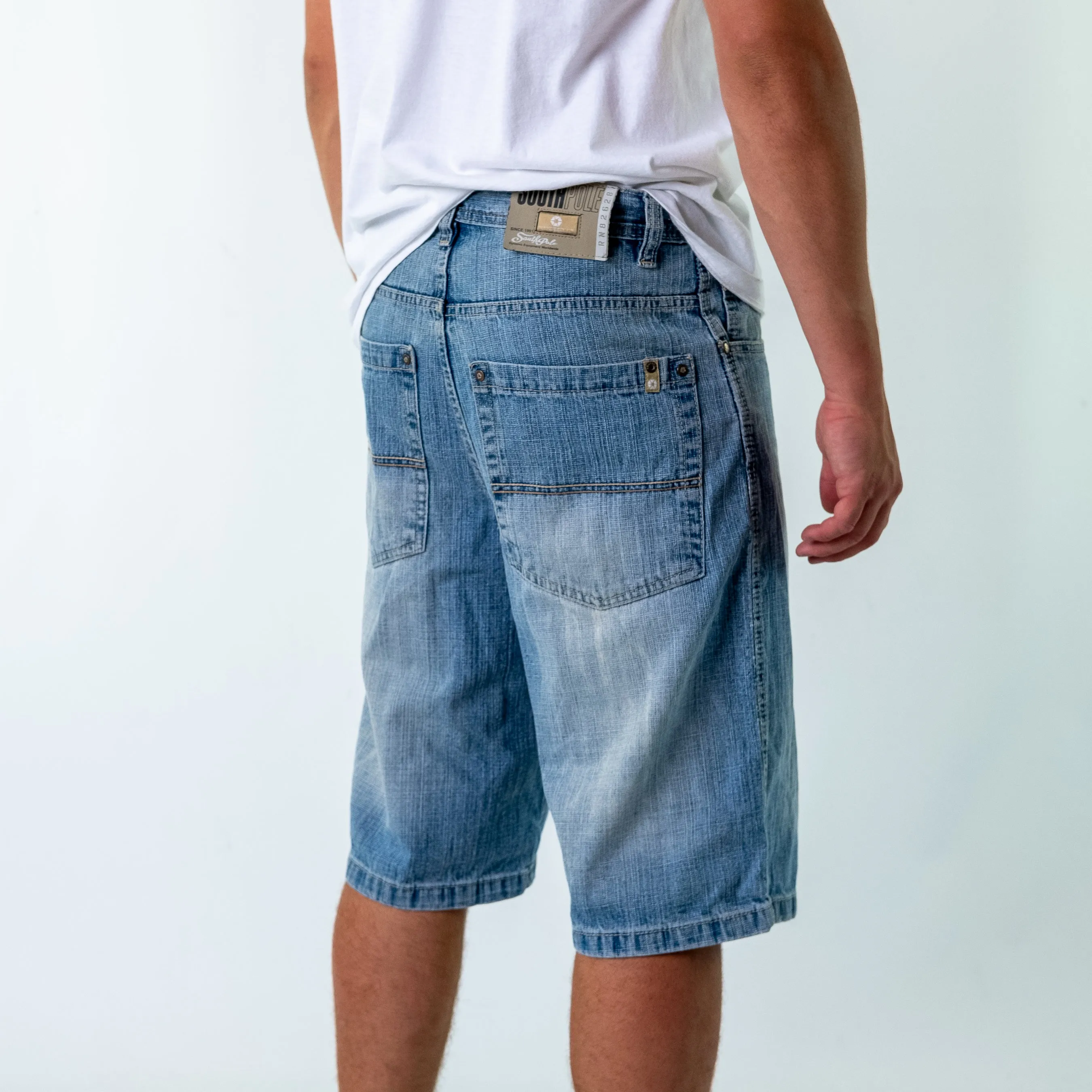 Light Blue y2ks Southpole Denim Jeans Baggy Jorts Shorts (34)