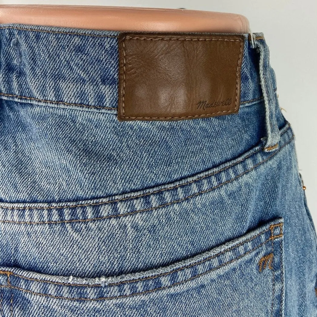 Madewell Blue The Perfect Vintage Tapered Rip Knee High Rise Crop Denim Jeans 28