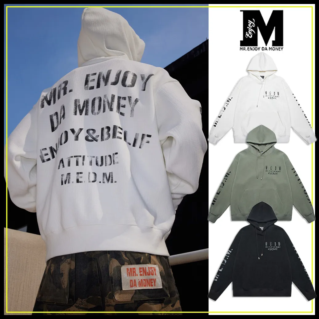 MR. ENJOY DA MONEY  |Unisex Street Style Long Sleeves Oversized Logo Hoodies