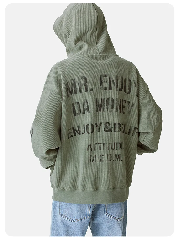 MR. ENJOY DA MONEY  |Unisex Street Style Long Sleeves Oversized Logo Hoodies