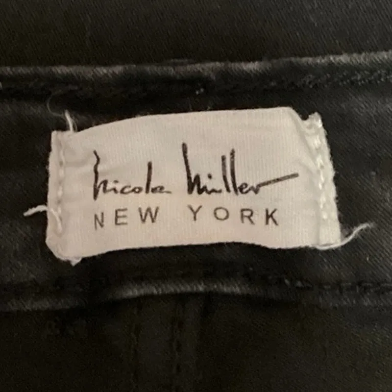Nicole Miller Women's Denim Black Solid High Rise Stretch Slim Leg Jeans Size 14
