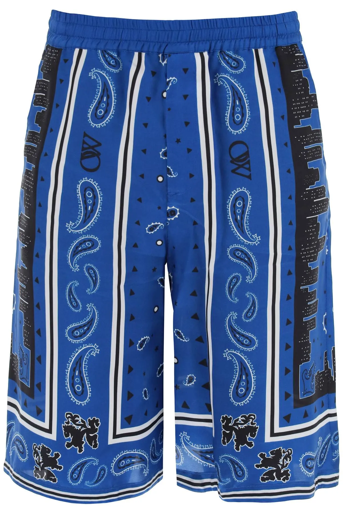 Off White    Off White Bermuda Shorts With Paisley Pattern