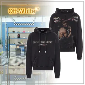 Off-White  |Street Style Long Sleeves Plain Logo Hoodies