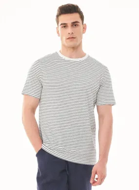 ORGANICATION T-Shirt Striped White Navy