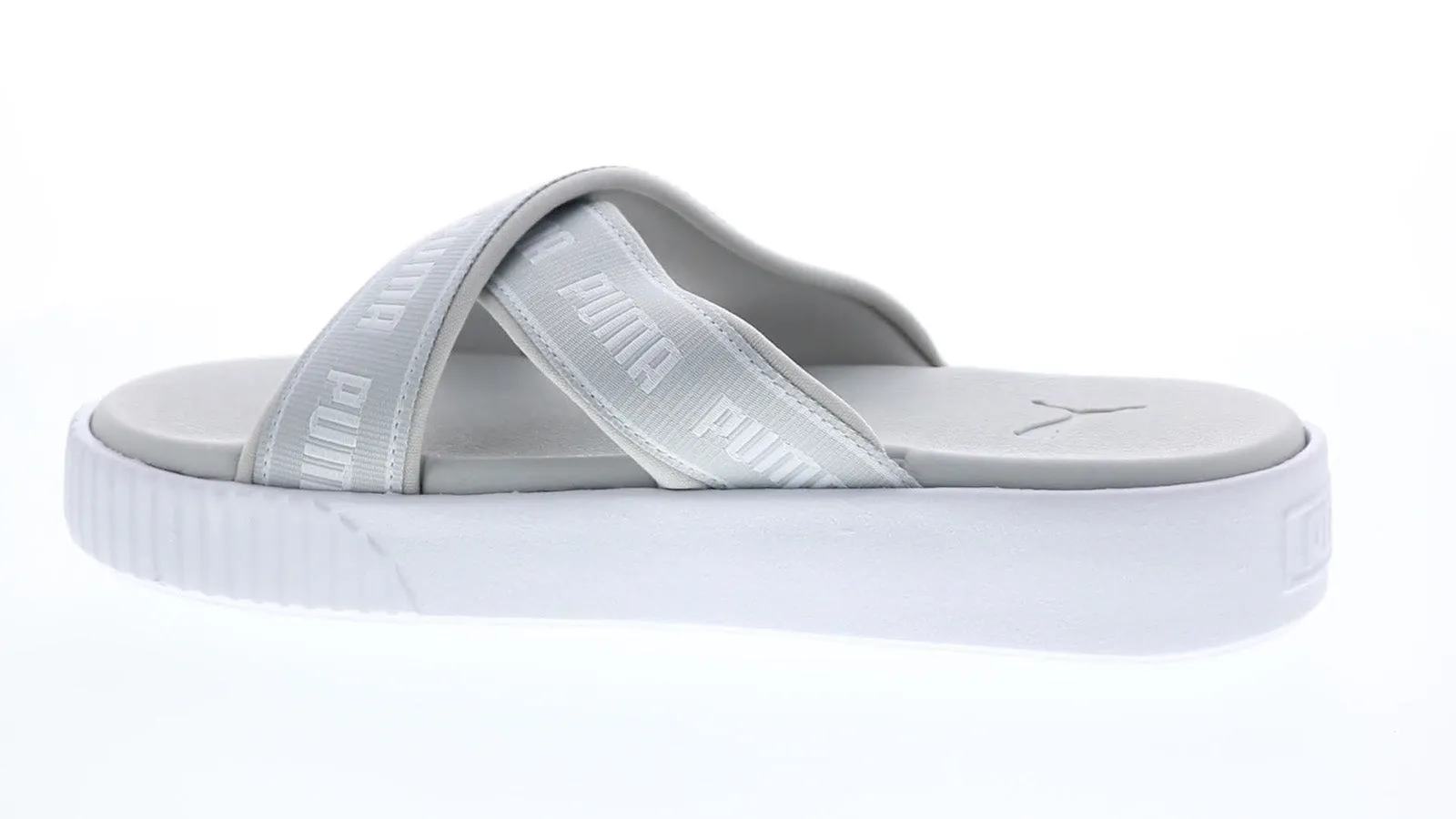 Puma Platform Slide Tape 38067702 Womens Gray Canvas Slides Sandals Shoes