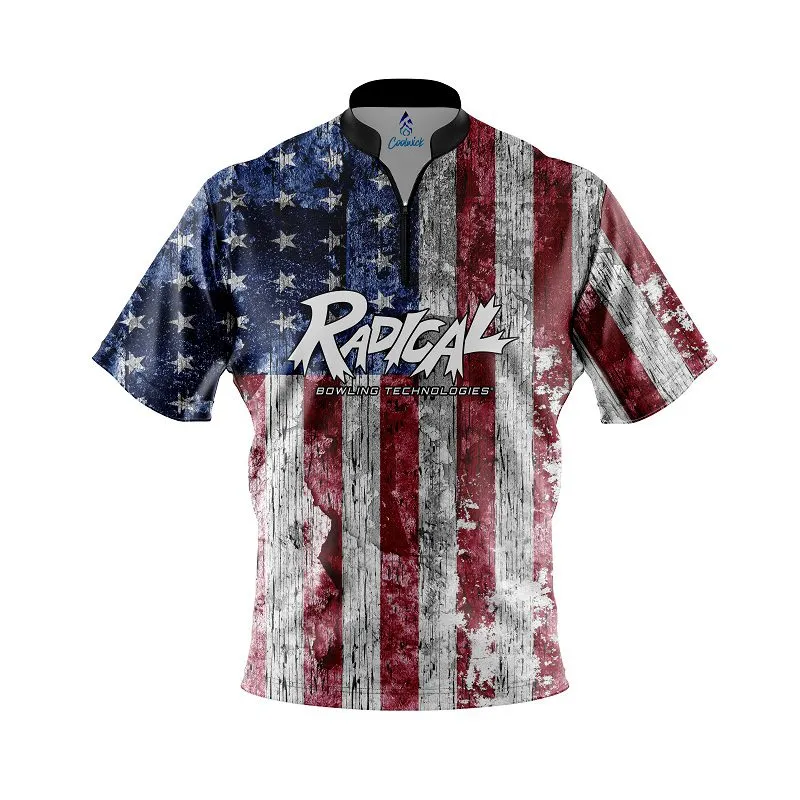 Radical Rustic Flag Quick Ship CoolWick Sash Zip Bowling Jersey