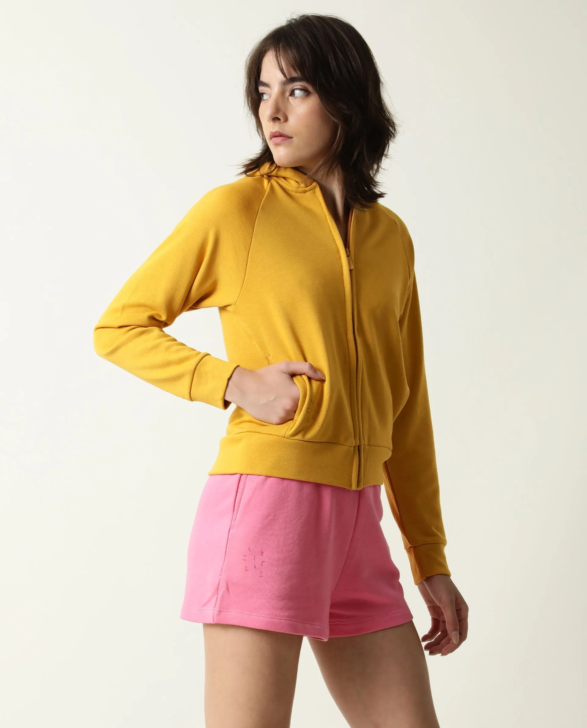 Rareism Women Ciri Flouroscent Pink Cotton Poly Fabric Relaxed Fit Solid Mid Rise Shorts