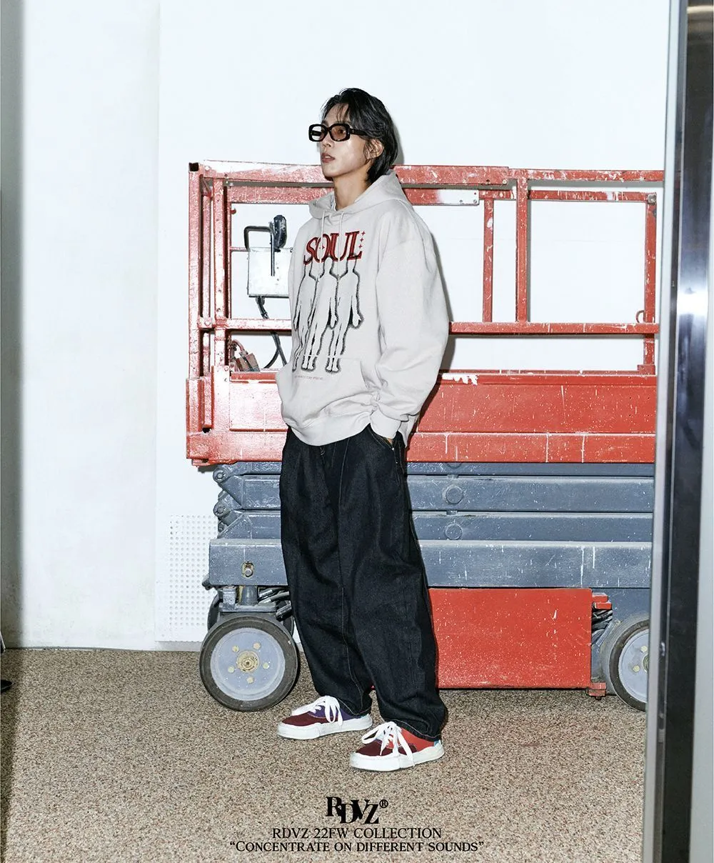 RDVZ  |Unisex Street Style Long Sleeves Oversized Logo Hoodies
