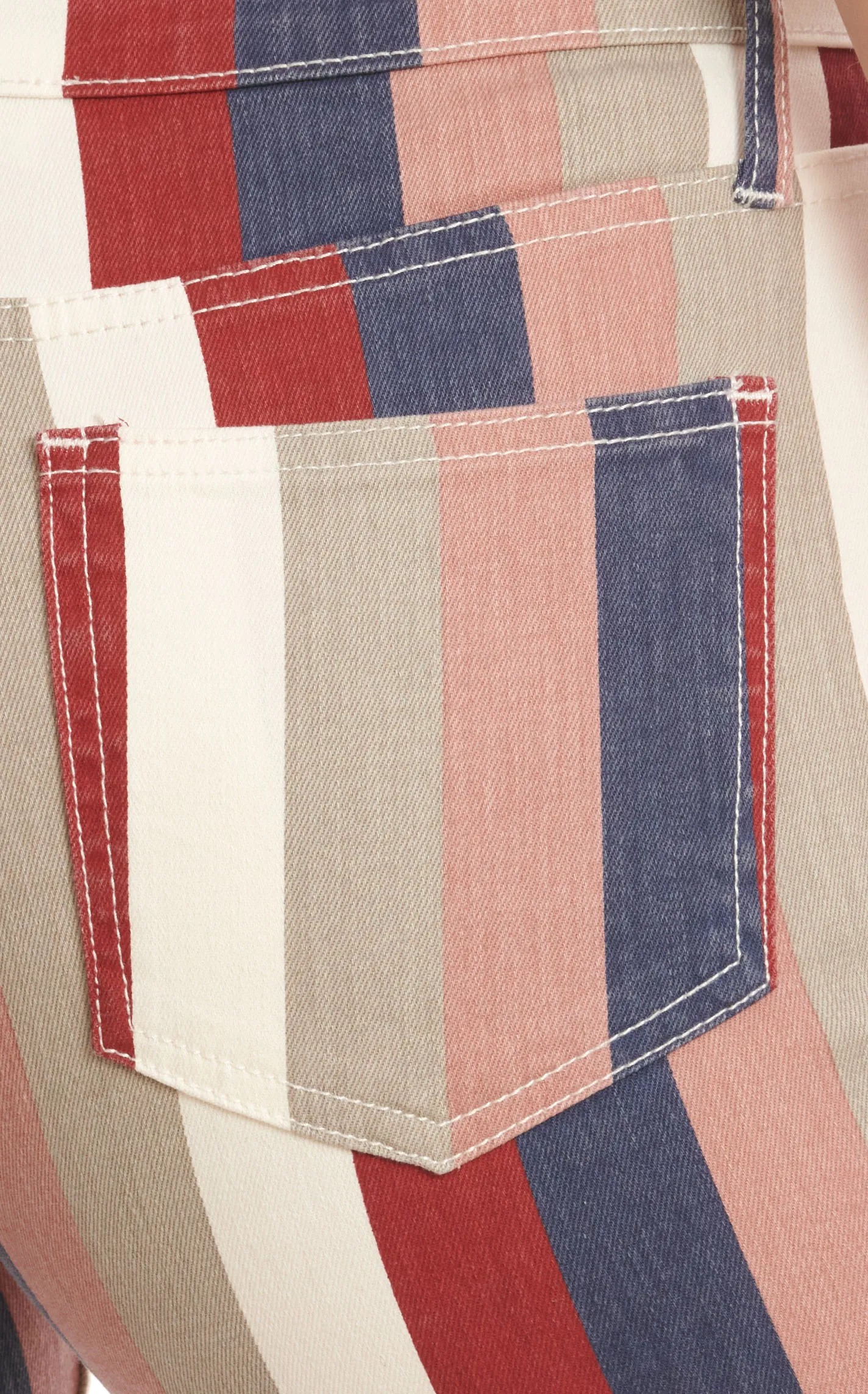 Saints & Hearts Women's Navy Burgundy & Dusty Peach Stripe Super Flare Leg Jeans
