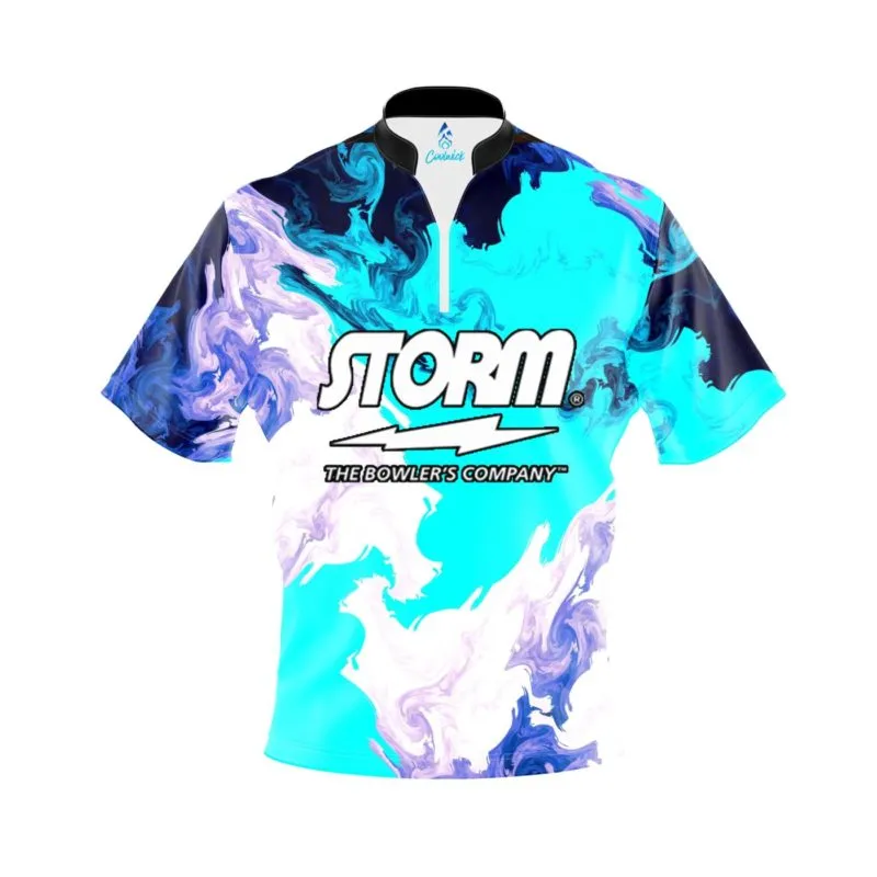 Storm Abstract Quick Ship CoolWick Sash Zip Bowling Jersey