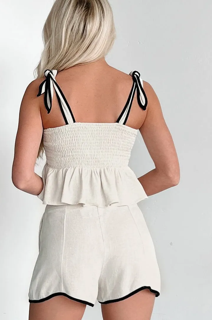 Stylish Outing Linen Crop Top & Shorts Set (Natural)