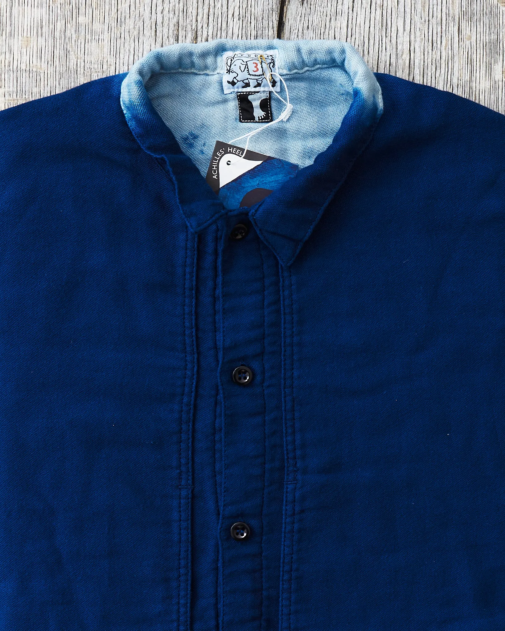 Tender 479 Short Sleeve Square Tail Yoke Pocket Shirt Cotton Sateen Achilles Heel Indigo