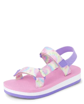 The Children's Place Girls Rainbow Tie Dye Webbed Sandals