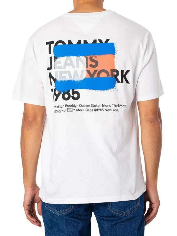 Tommy Jeans Back NY Graffiti Flag T-Shirt - White