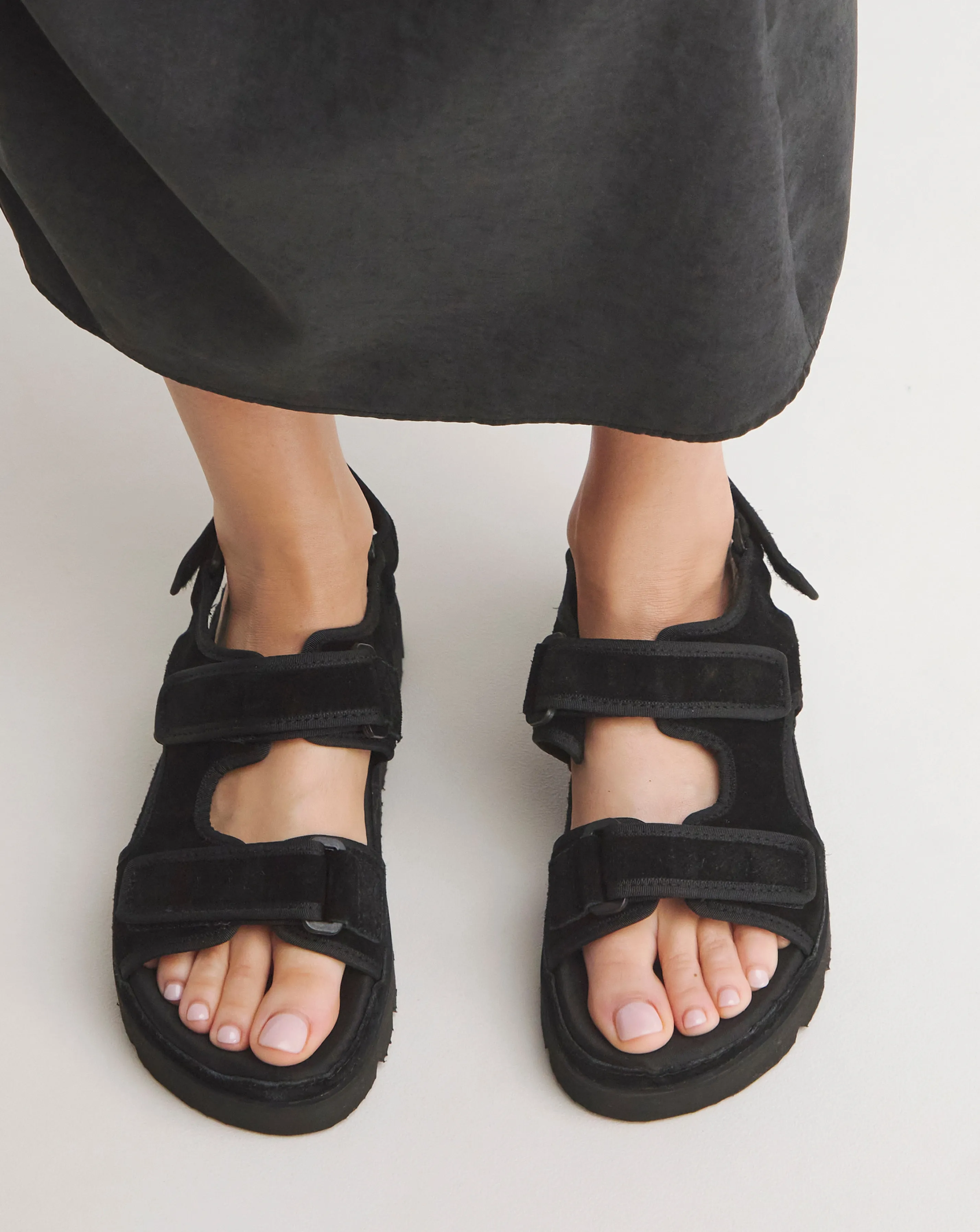 Tyla Strappy Suede Touch and Close Sandals Wide E Fit | Simply Be