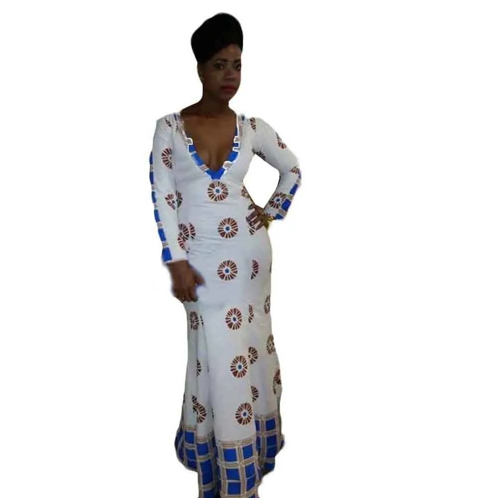 Women Dress Long Dresses Backless Skintight Casual Traditional African Printed Plus size Bodycon Long Sleeve Party vestidos