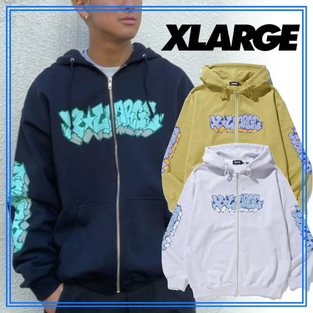 X-Large  |Pullovers Unisex Street Style Plain Cotton Logo Hoodies